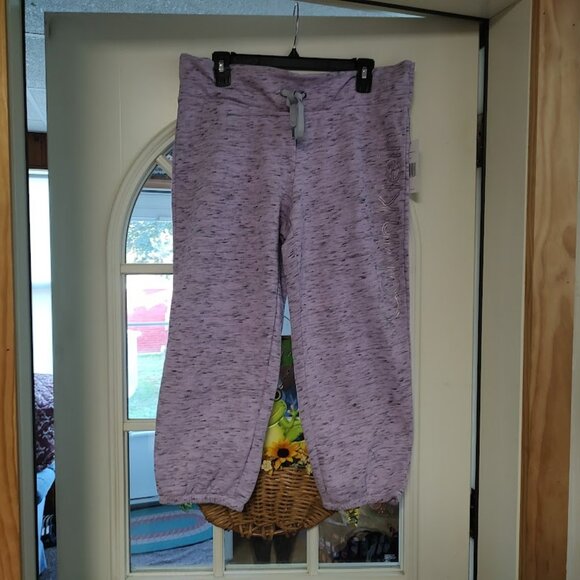 New Calvin Klein Purple Gray Cropped Sweatpants Size Women's M - Picture 1 of 2